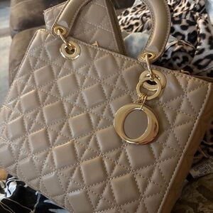 Elegant Quilted Tan Satchel